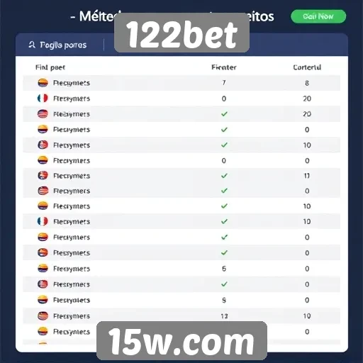 Métodos de pagamento aceitos no 122bet